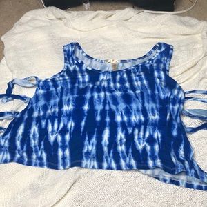 Blue and white crop top